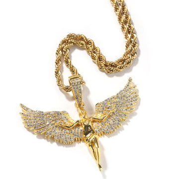 Diamond angel wing pendant necklace