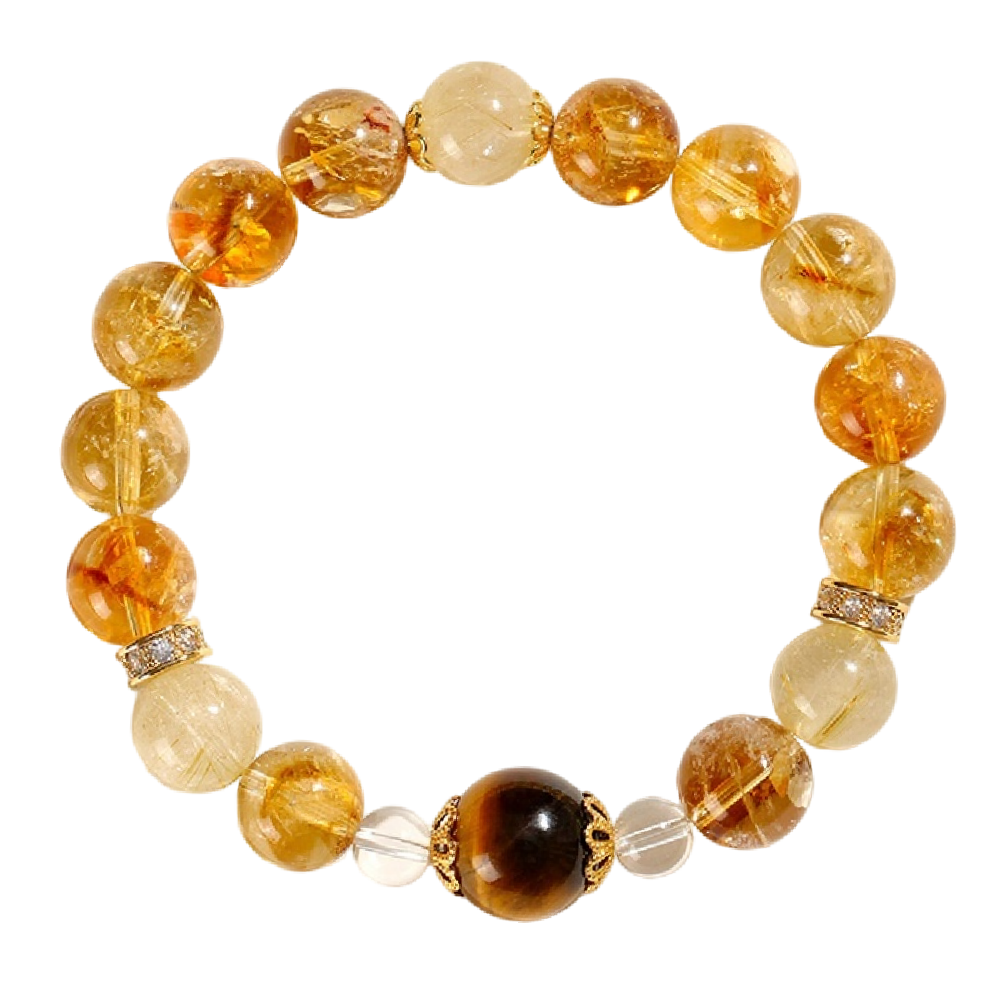 [Love Lucky] Natürliches gelbes Turmkristall-Goldhaar-Kristallarmband