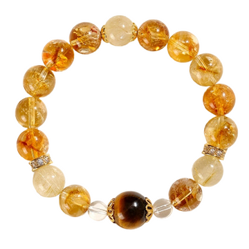 [Love Lucky] Natürliches gelbes Turmkristall-Goldhaar-Kristallarmband