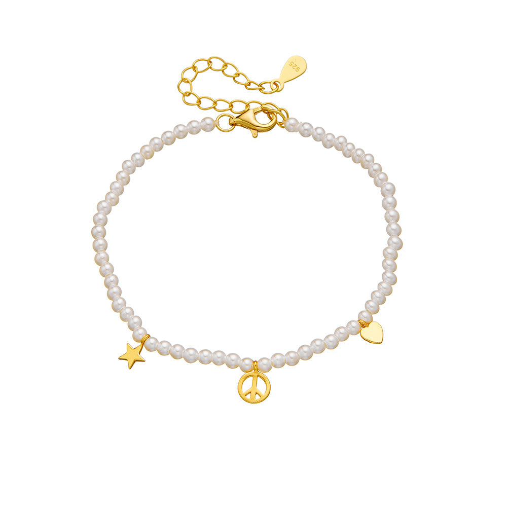 [Love Lucky]S925 Silber 14 Karat vergoldetes Perlenarmband