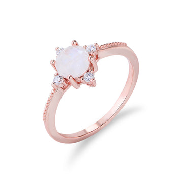 [Love Lucky]Leichter Luxus-Mondsteinring aus Roségold 