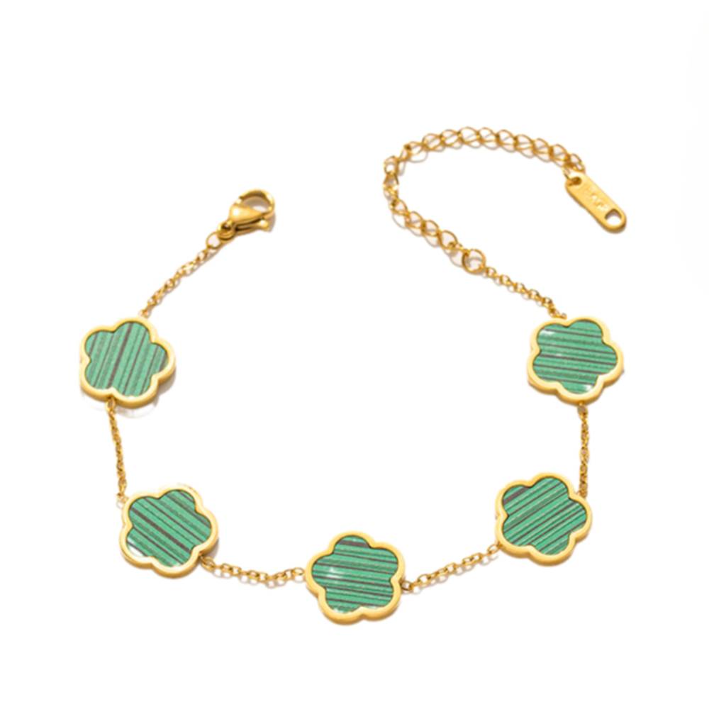 [Love Lucky]Glückliches Fünf-Blumen-Grün-Armband 