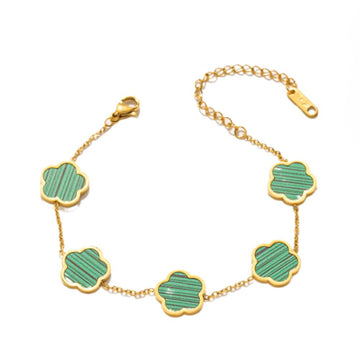 [Love Lucky]Glückliches Fünf-Blumen-Grün-Armband 