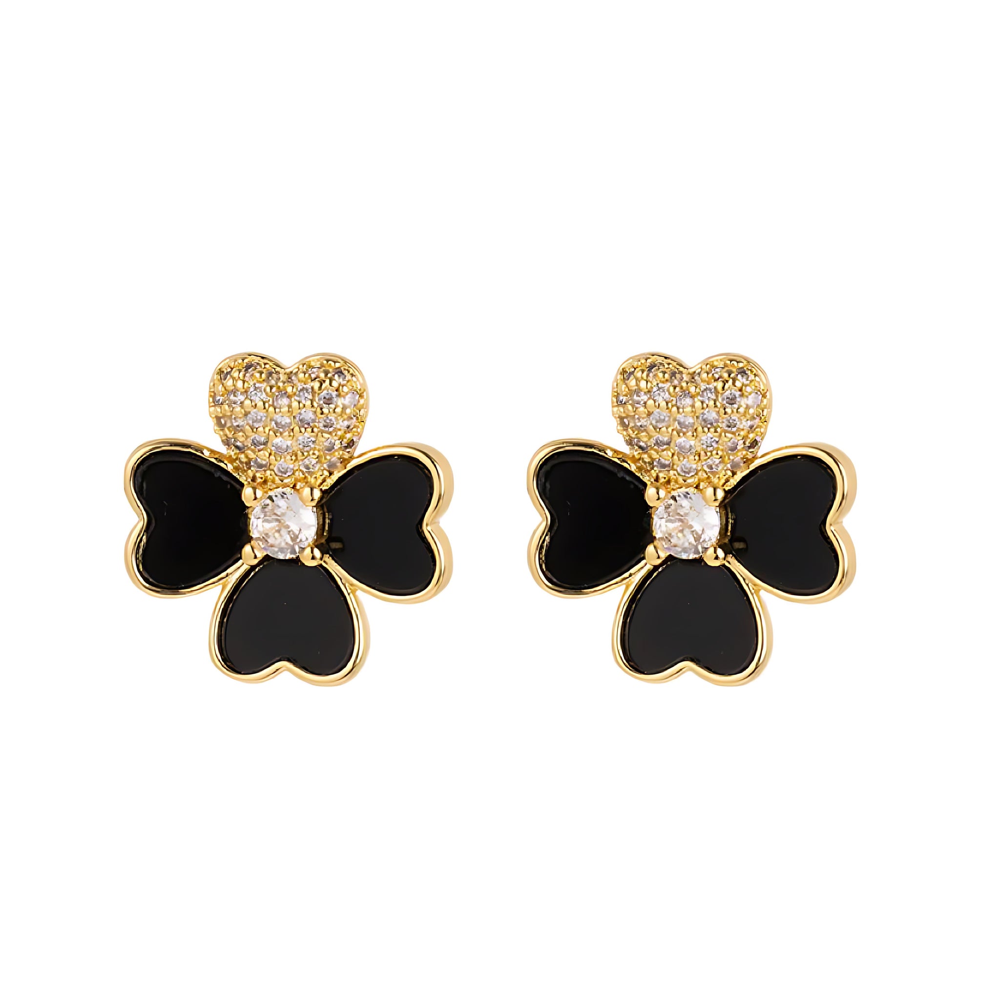 [Love Lucky]Vierblättriges Kleeblatt mit Diamant-Ohrstecker 