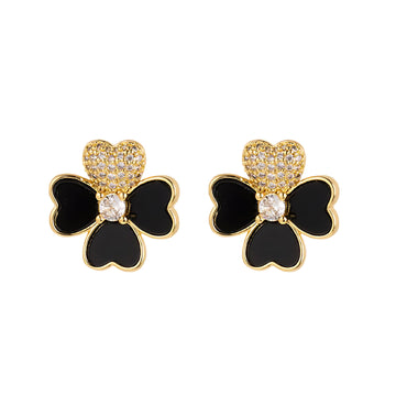[Love Lucky]Vierblättriges Kleeblatt mit Diamant-Ohrstecker 