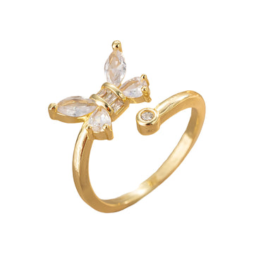 [Love Lucky] Schmetterlings-Diamant-offener Ring 
