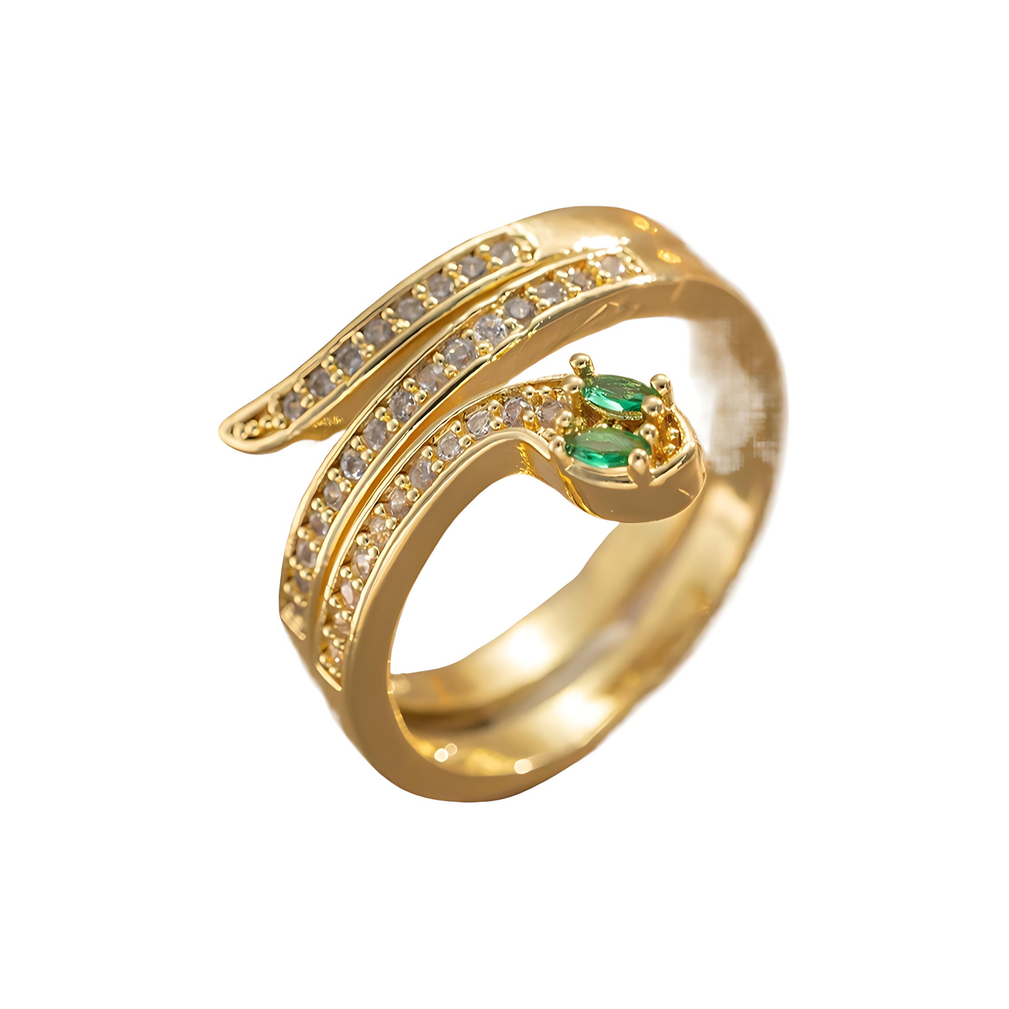 [Love Lucky] Offener Serpentin-Smaragd-Ring 