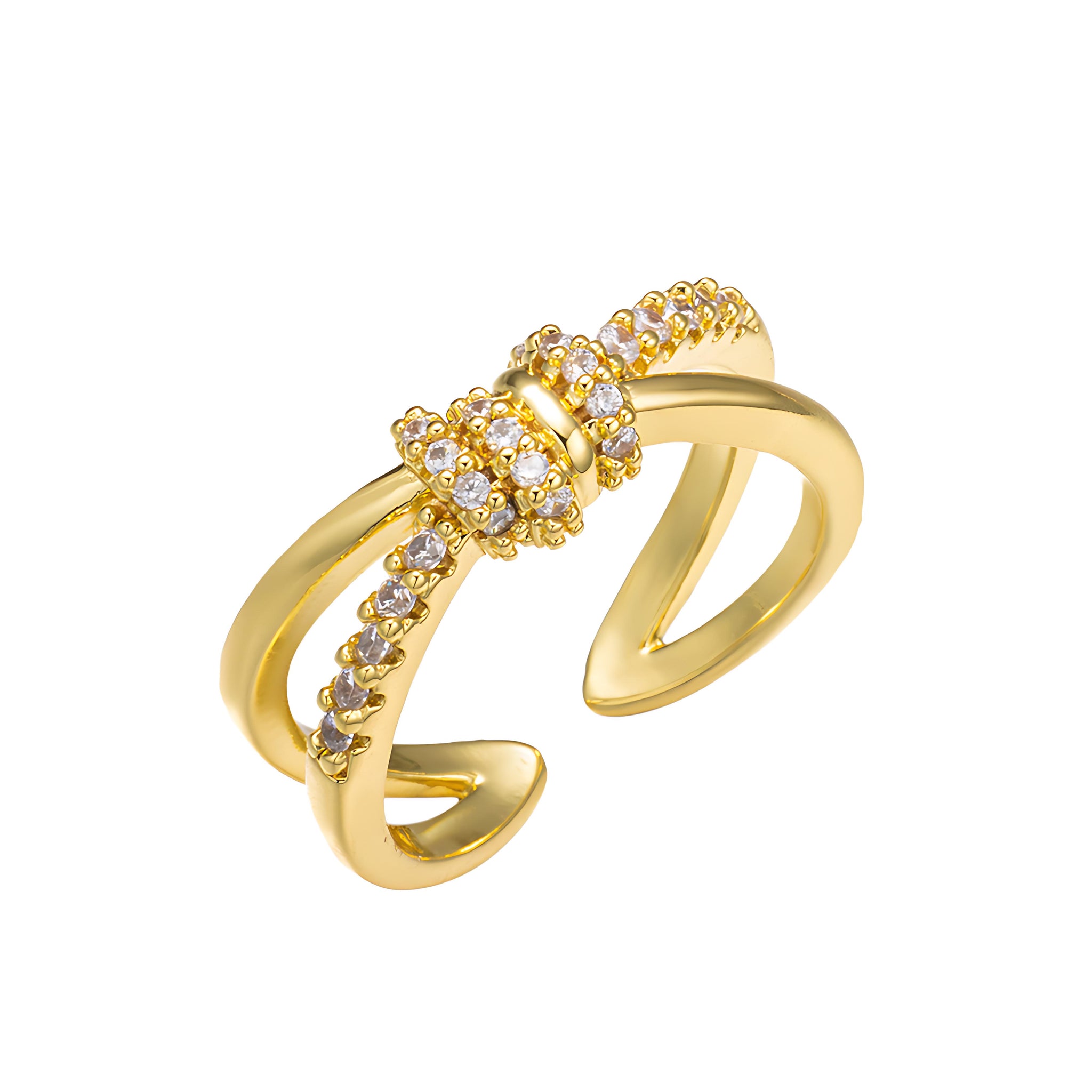 [Love Lucky]Doppelter Diamantkreuzring 