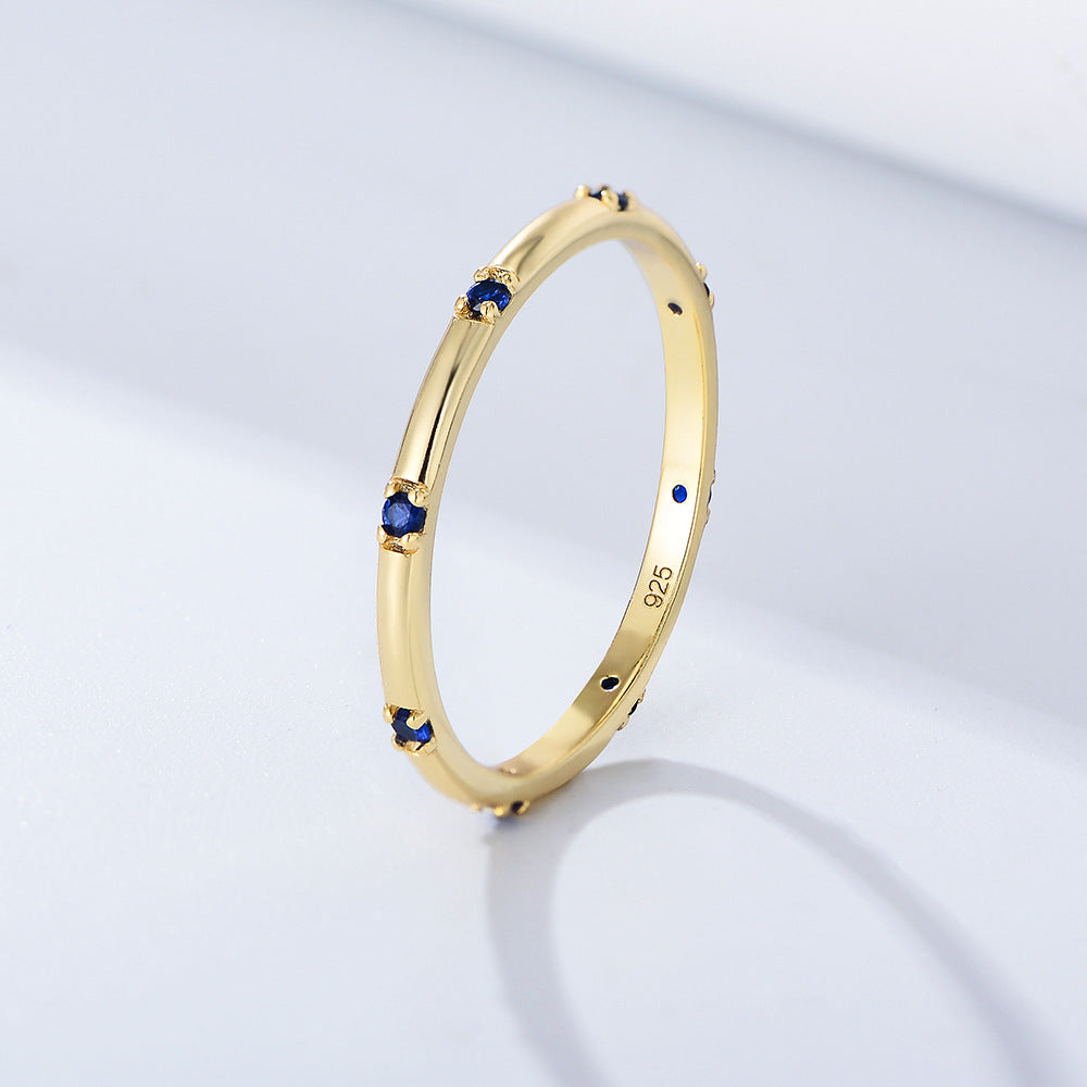 S925 silver blue zircon ring