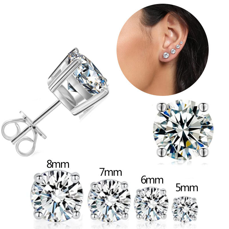 [Love Lucky] 3MM-8MM vier-klauen runde zirkon ohrstecker 