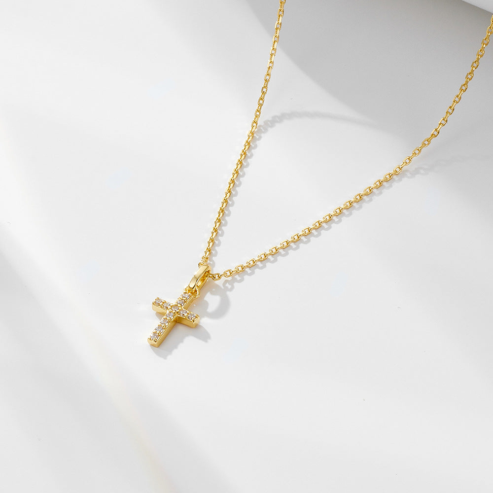 S925 Silver Diamond Cross Necklace