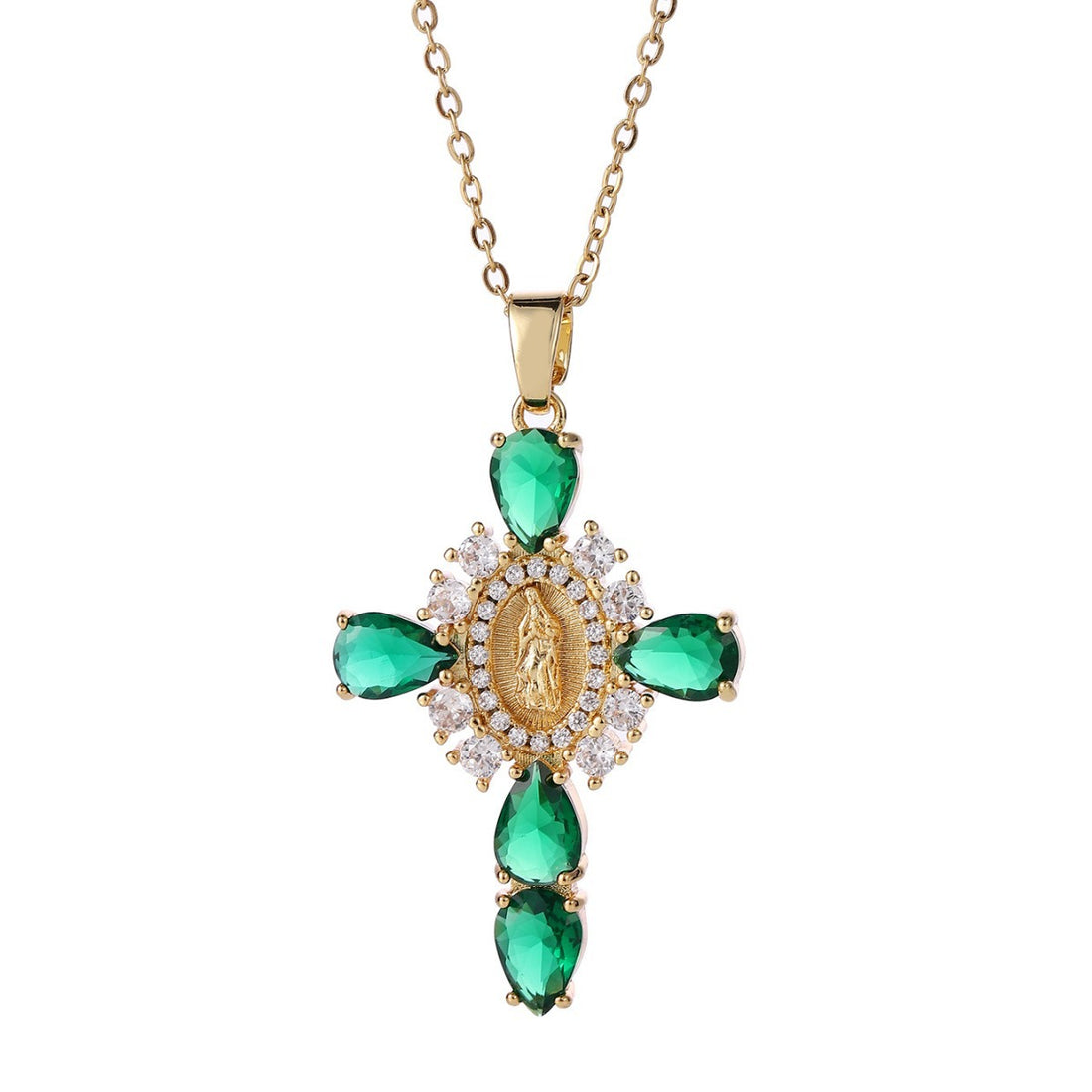 Zircon pendant Virgin Cross necklace