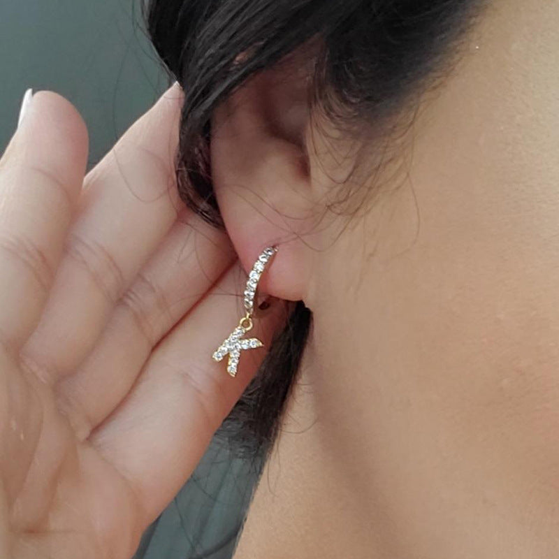 Diamond initials personalized earrings