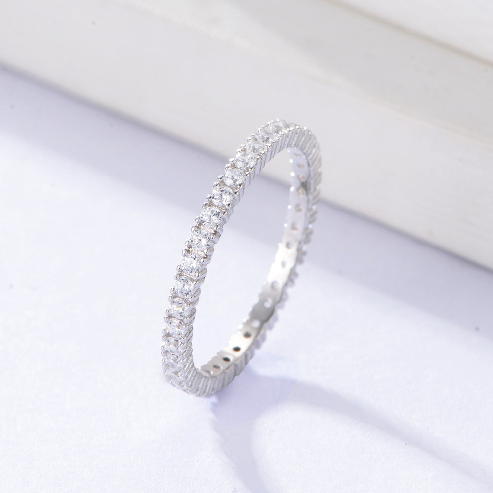 S925 silver zircon full diamond ring