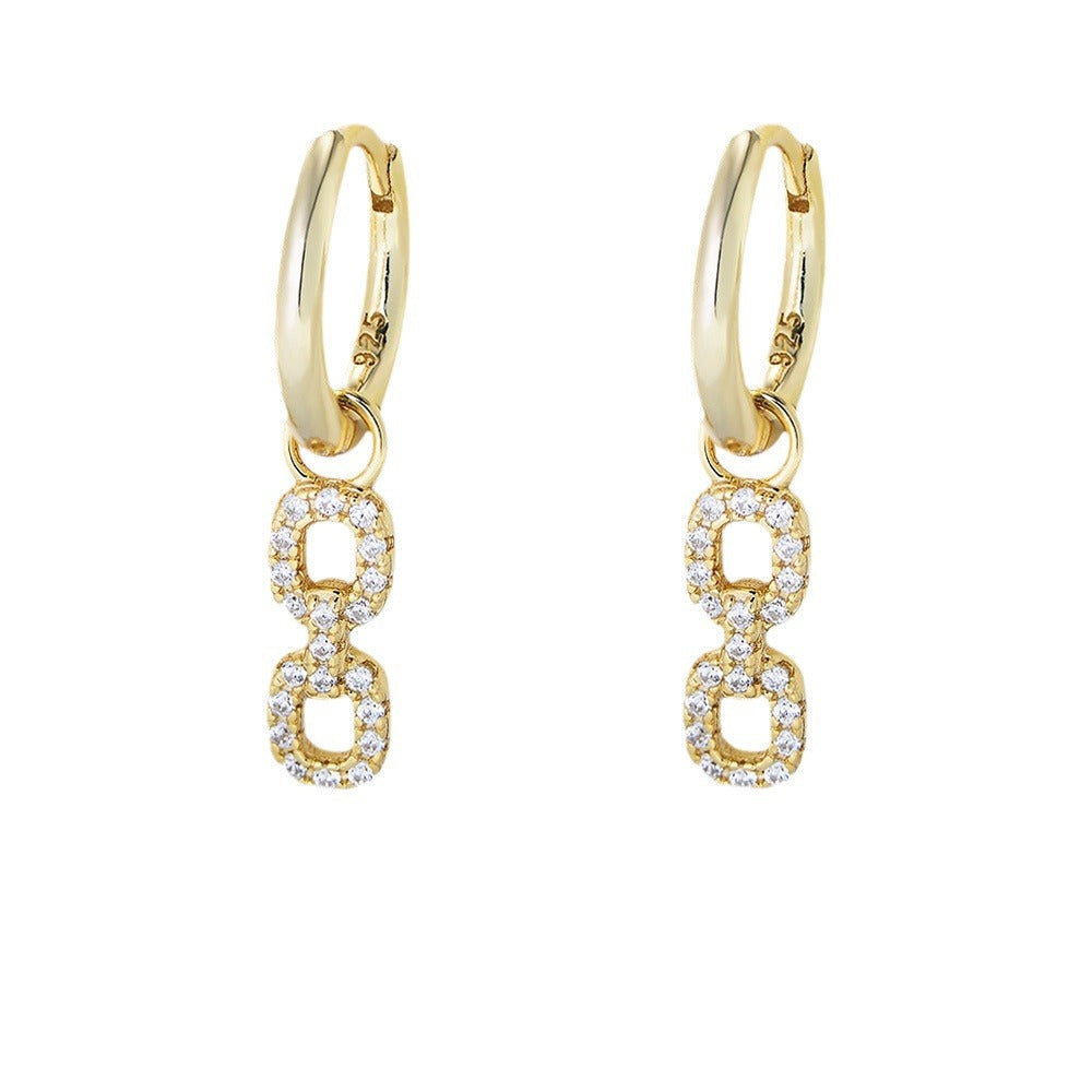 [Love Lucky]S925 Silber Geometrische Diamant Kurze Ohrringe 