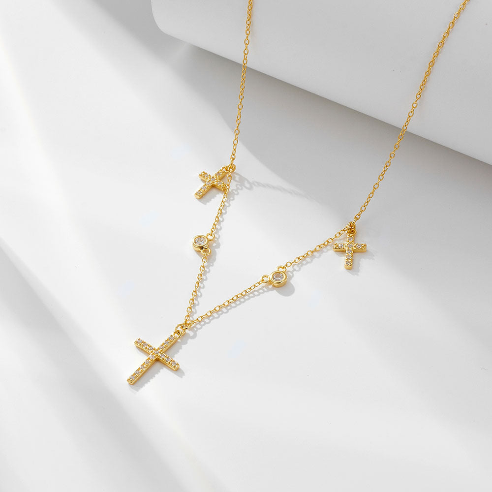 S925 Silver Light Luxury Diamond Cross Necklace