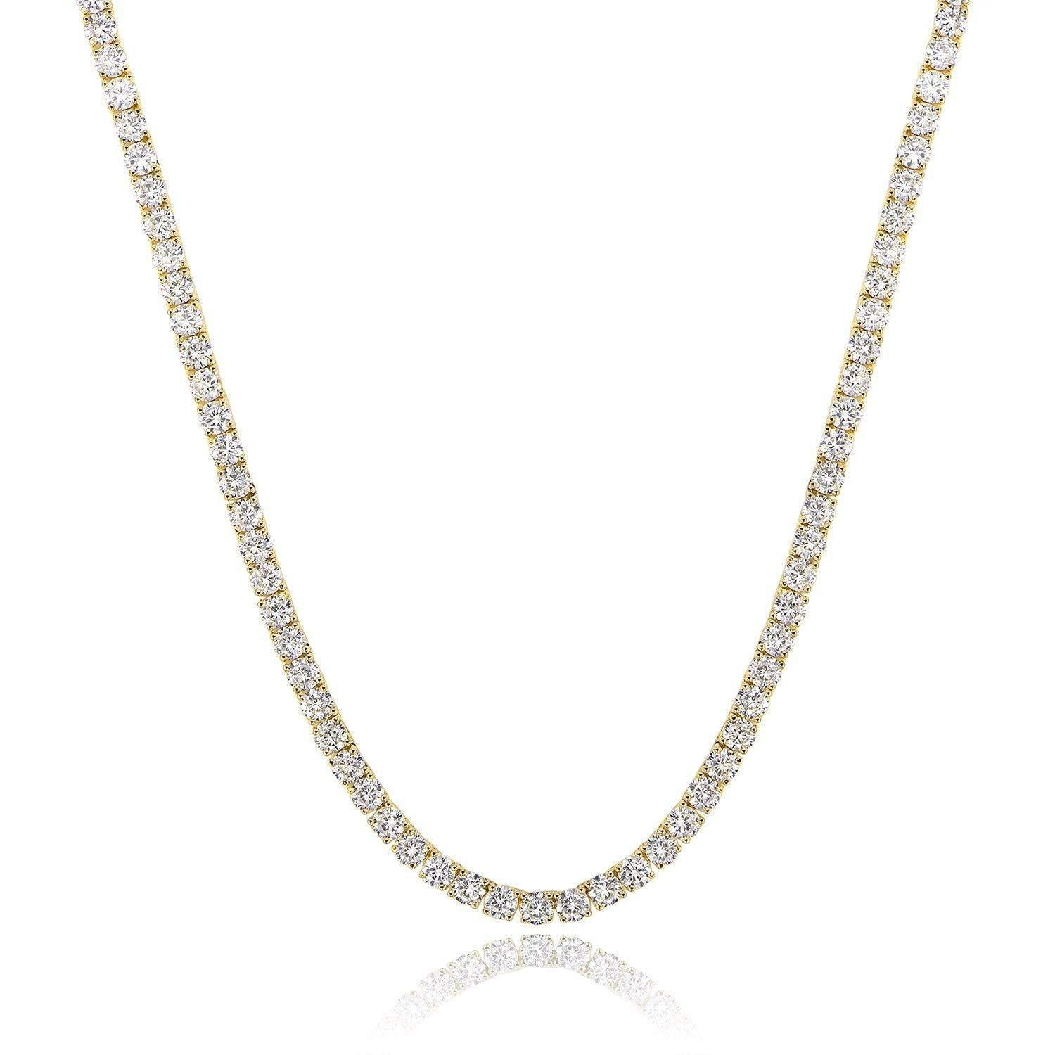 18K White Gold Plated 4-Claw Zircon Tennis Necklace