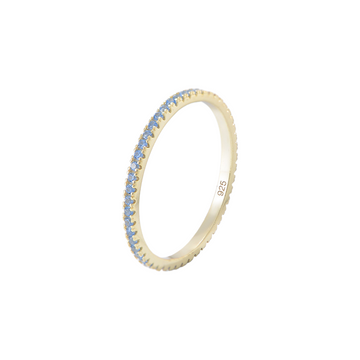 [Love Lucky]S925 Silber Sky Blue Zirkon voller Diamantring 