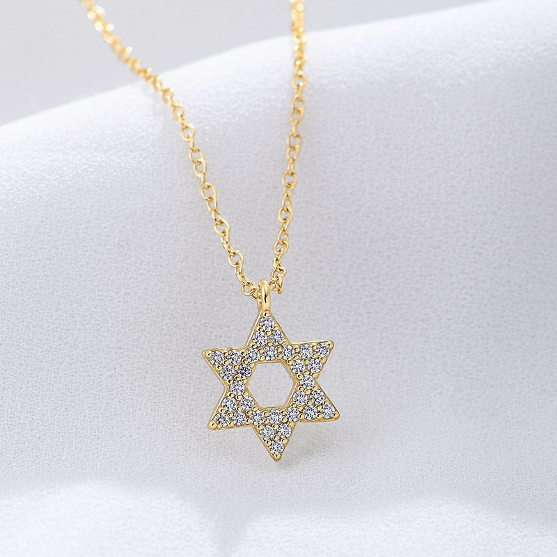 S925シルバー六芒星ペンダントネックレス