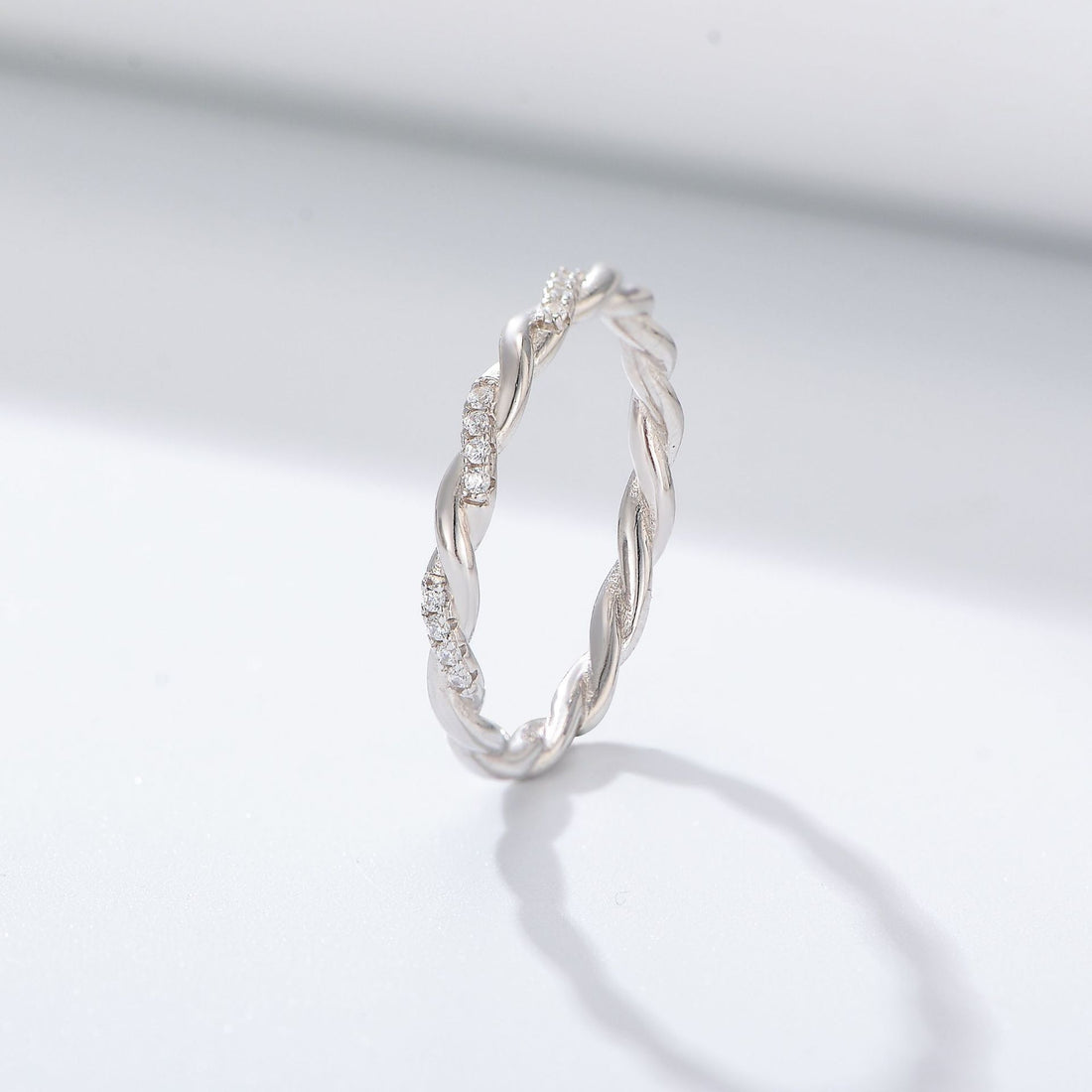 S925 silver twist diamond ring