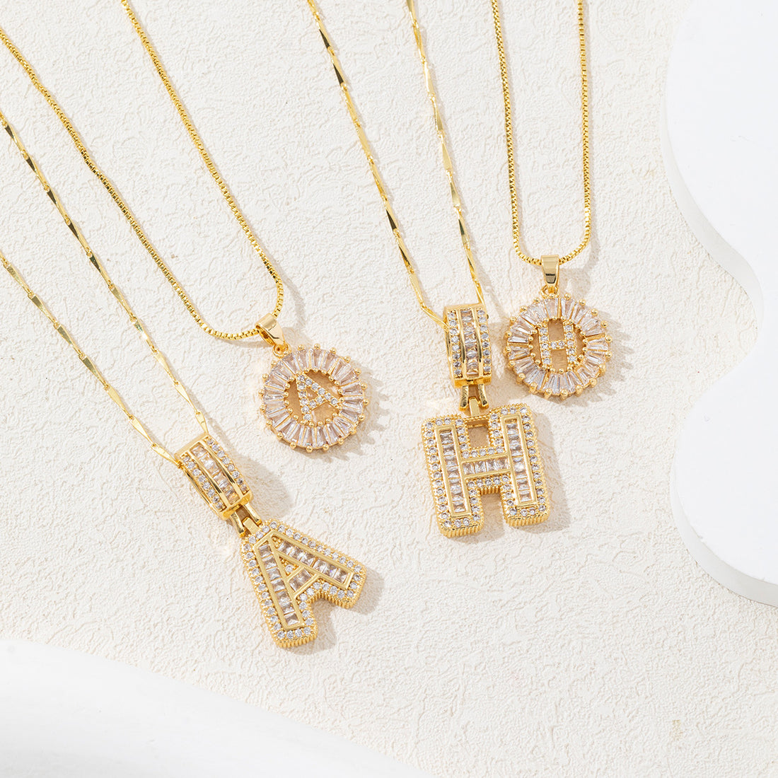Full Diamond 26 Initials Pendant Necklace