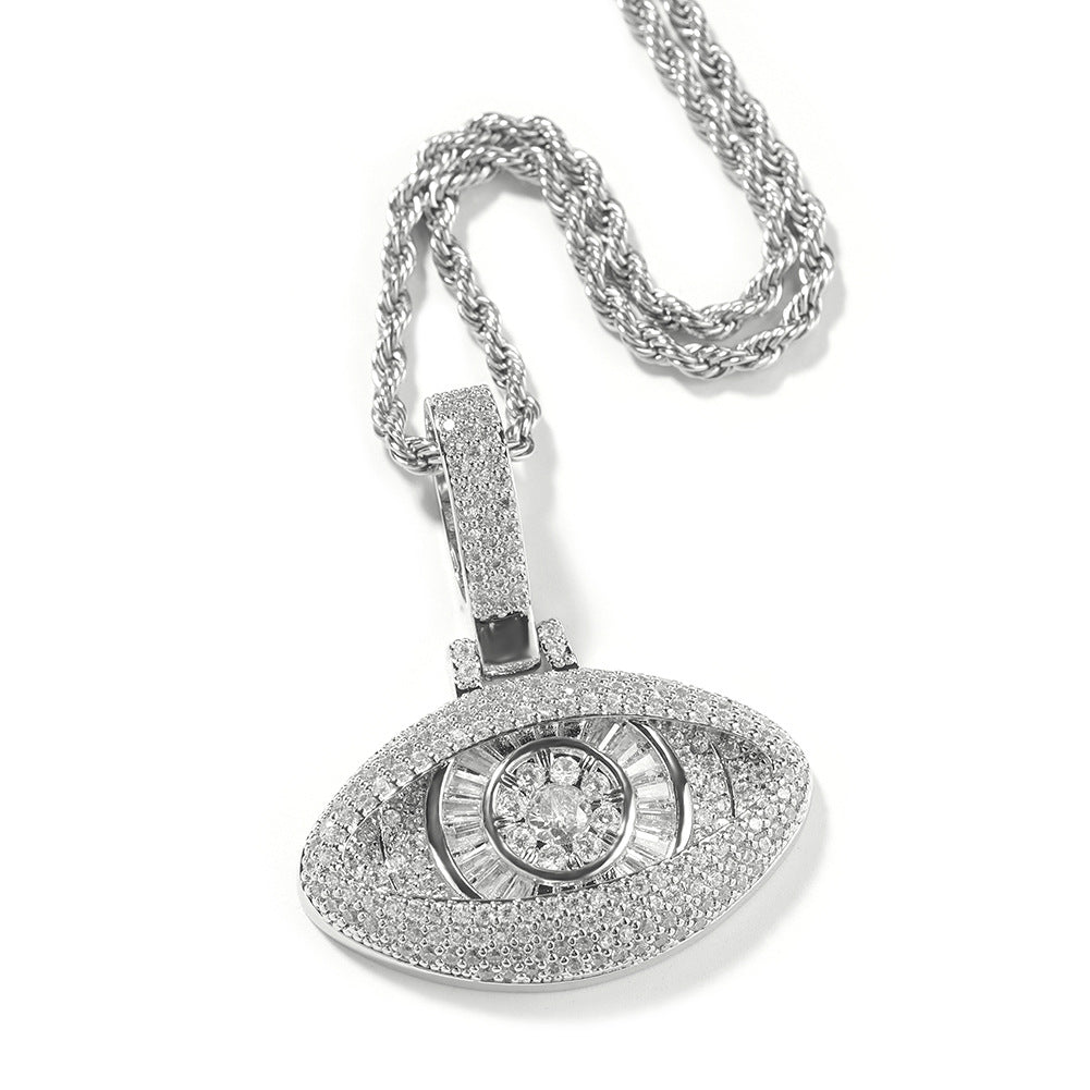 Hip Hop Full Diamond Eyes Pendant Necklace