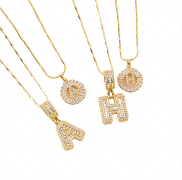 Full Diamond 26 Initials Pendant Necklace