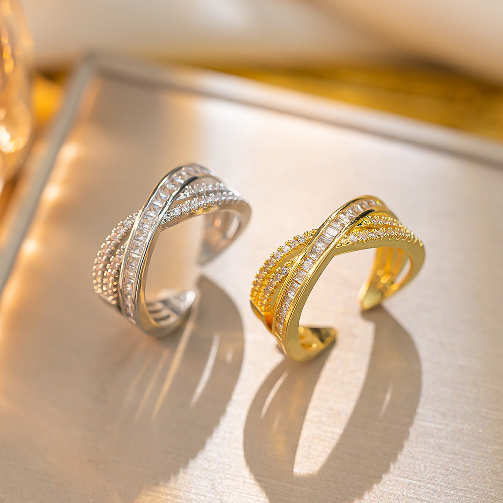 Double diamond open ring