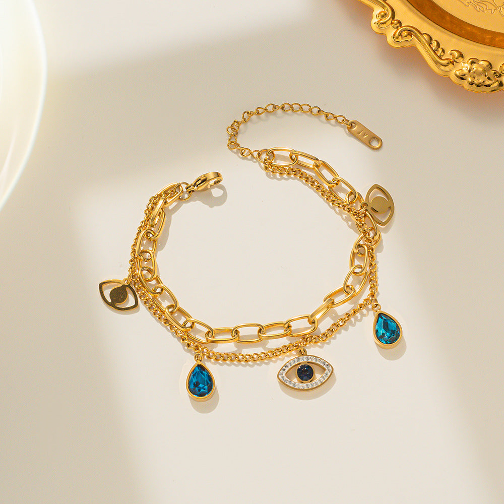 [Love Lucky]Teufelsauge Doppelkettenarmband 