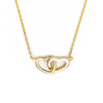 [Love Lucky]S925 Silber Diamant Liebe ineinandergreifende Halskette 
