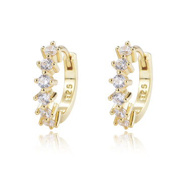 [Love Lucky] S925 Silber Kreis C Diamant Zirkon Ohrringe 
