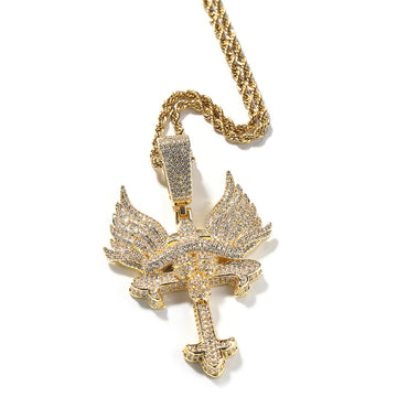 Hip Hop Angel Wings Cross Necklace