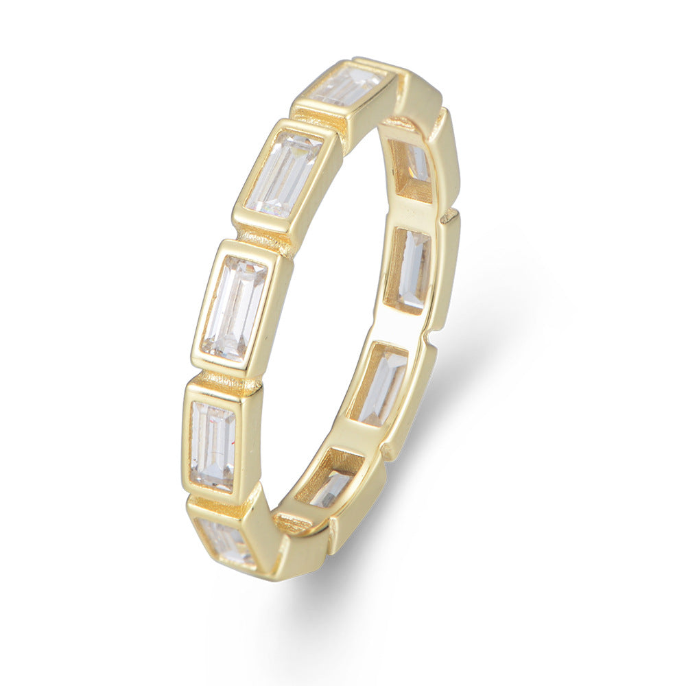 [Love Lucky] Leichter, luxuriöser rechteckiger Diamantring 