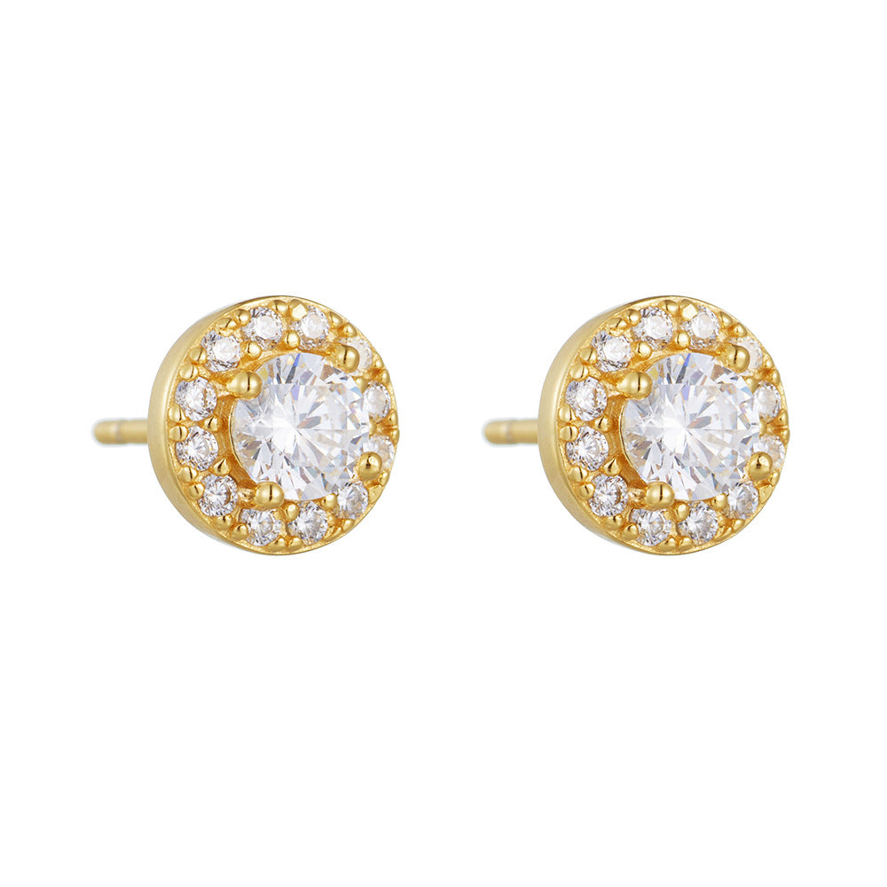 [Love Lucky]S925 Silber Runde Diamant Zirkon Ohrringe 