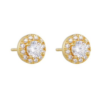 [Love Lucky]S925 Silber Runde Diamant Zirkon Ohrringe 