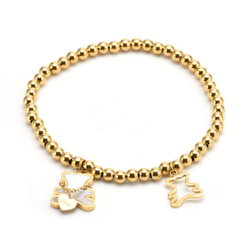 [Love Lucky]Perlen-Armband mit hohlem Perlmutterfalter 