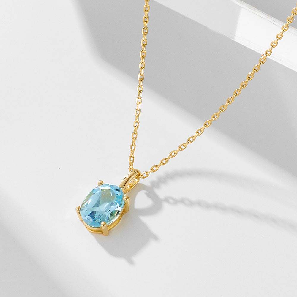 S925 Silver Sky Blue Topaz Necklace