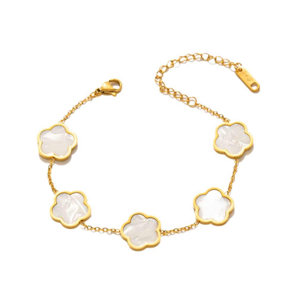 [Love Lucky]Glückliches Fünf-Blumen-Armband in Weiß 