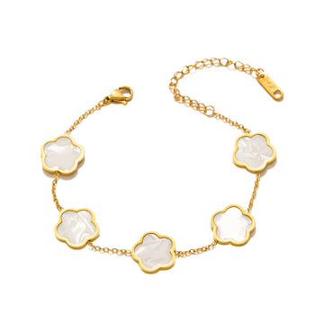 [Love Lucky]Glückliches Fünf-Blumen-Armband in Weiß 